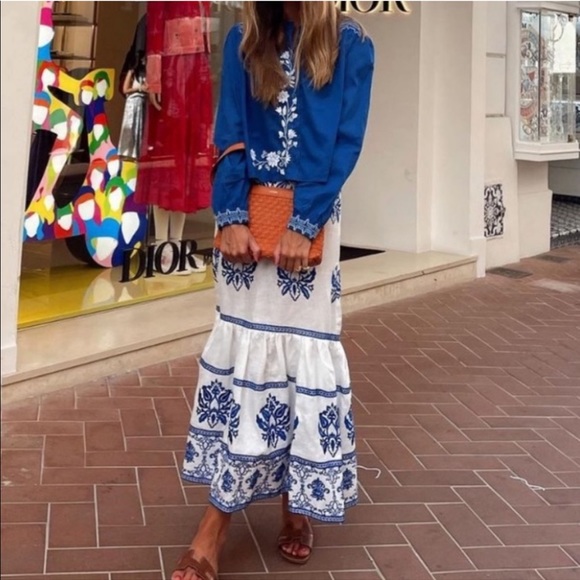 ZARA VIRAL EMBROIDERED SKIRT - Picture 7 of 15